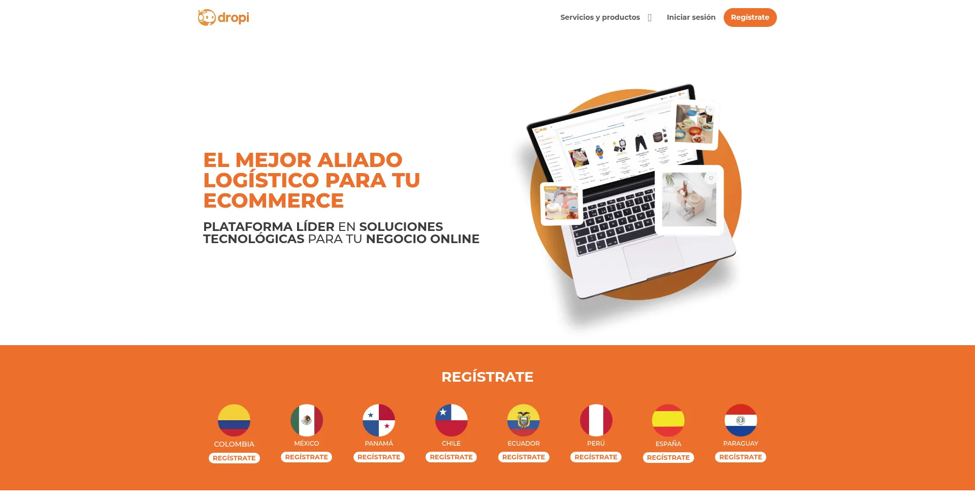 Website screenshot of Dropi.co