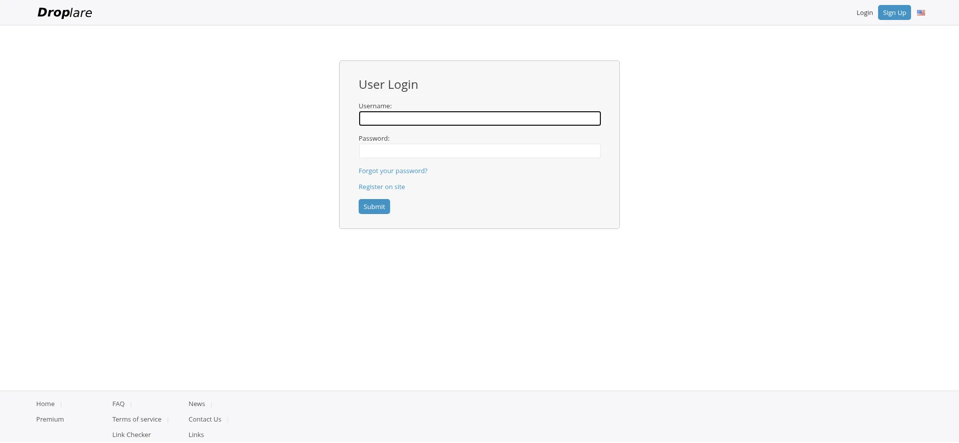 Website screenshot of Droplare.cc