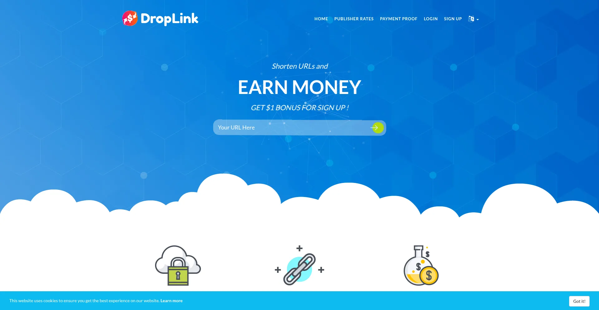 Website screenshot of Droplink.co