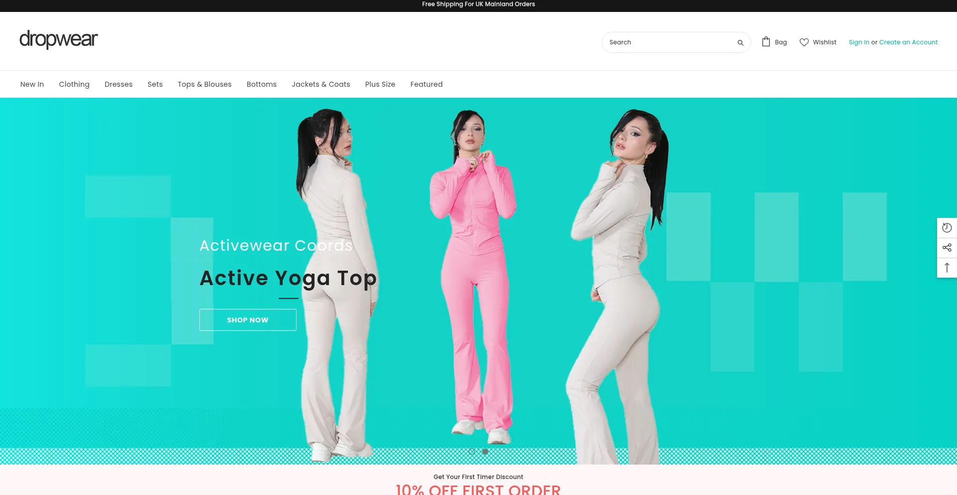 Website screenshot of Dropwear.co.uk