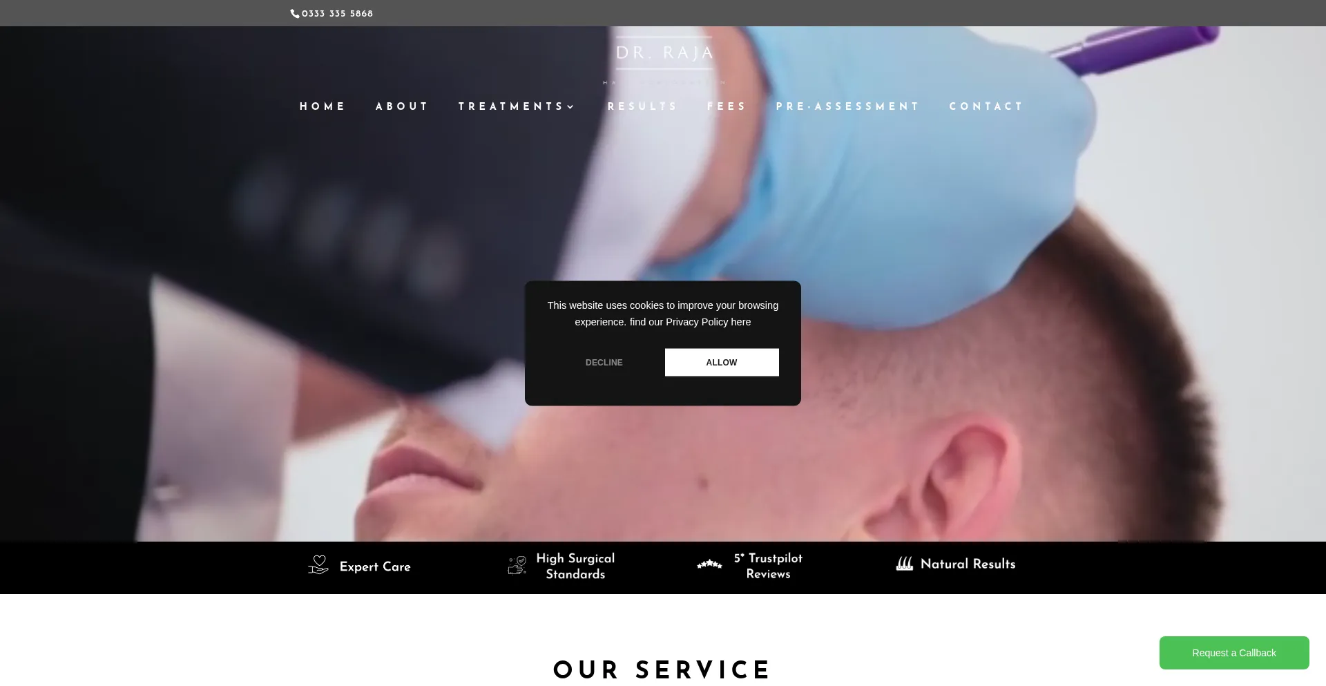 Website screenshot of Drraja.co.uk