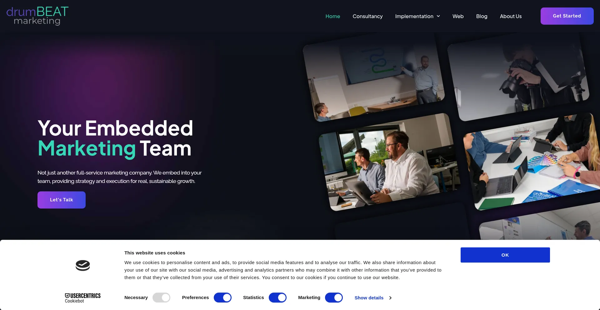 Website screenshot of Drumbeatmarketing.co.uk