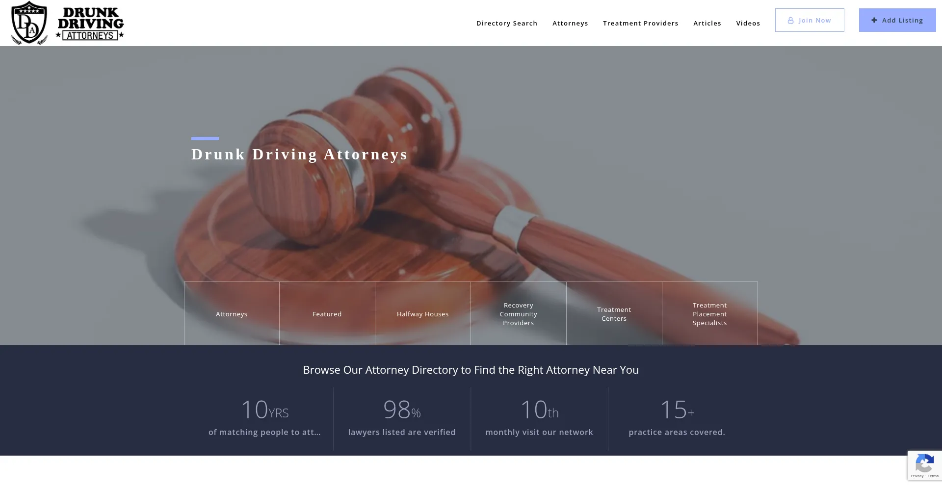 Website screenshot of Drunkdrivingattorneys.com