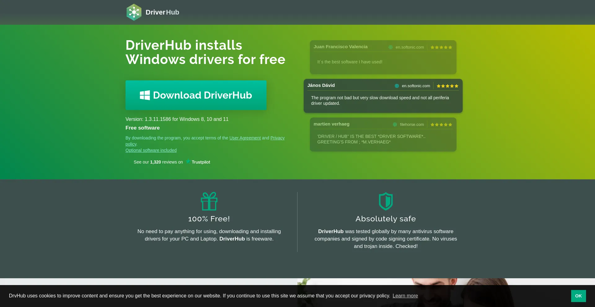 Website screenshot of Drvhub.net