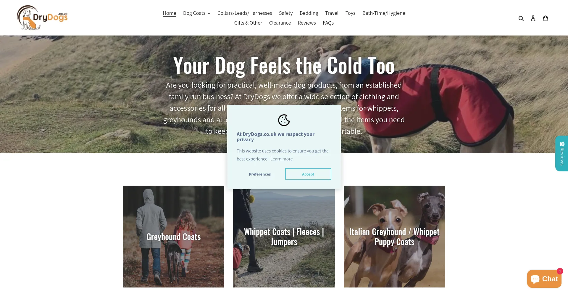 Website screenshot of Drydogs.co.uk