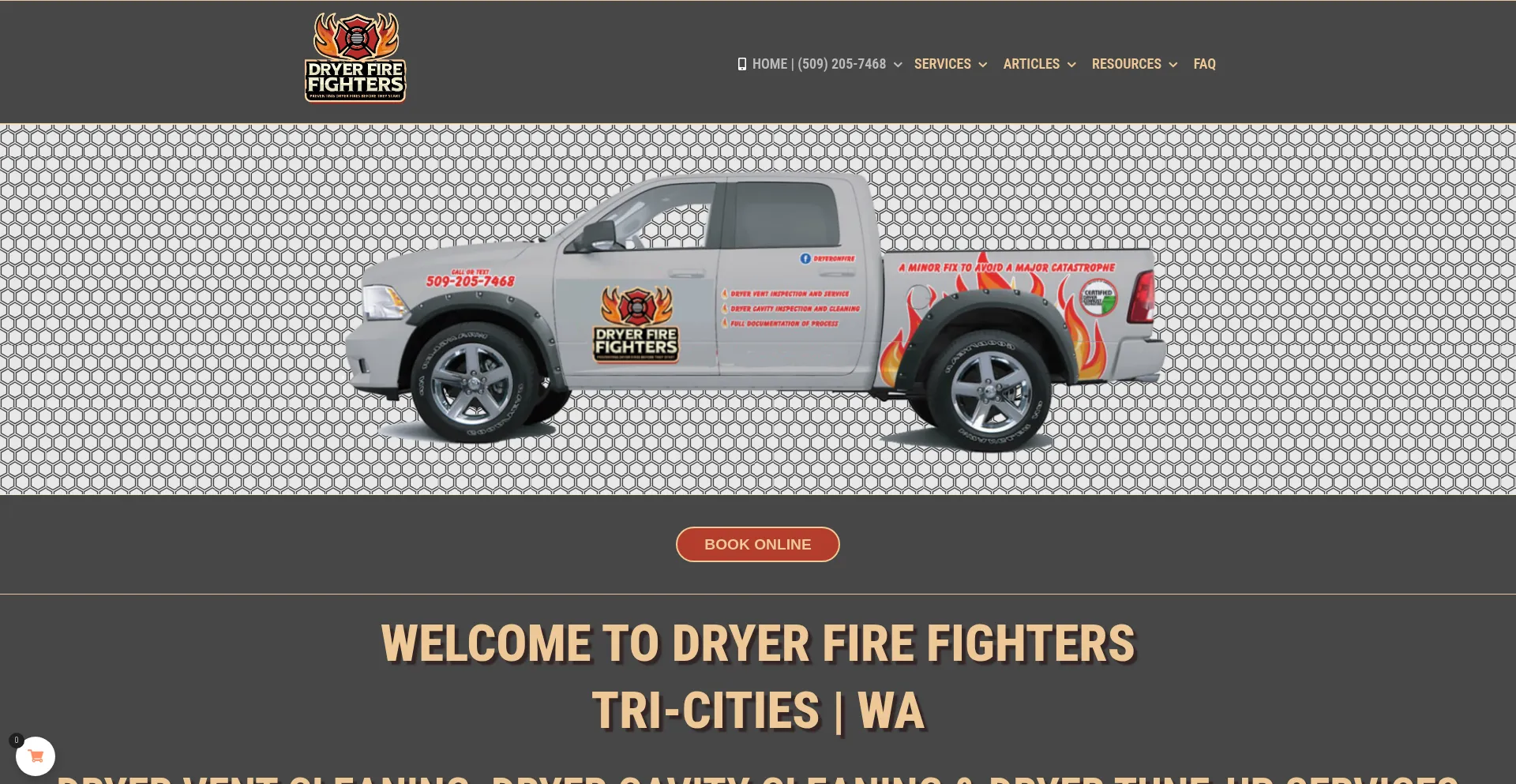 Website screenshot of Dryerfirefighters.com