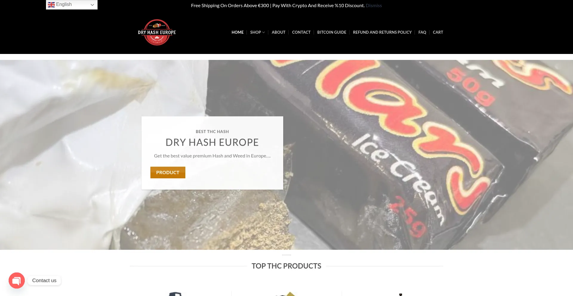 Website screenshot of Dryhasheurope.com
