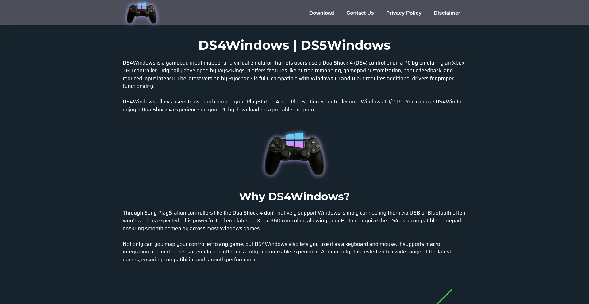 Website screenshot of Ds4-windows.us