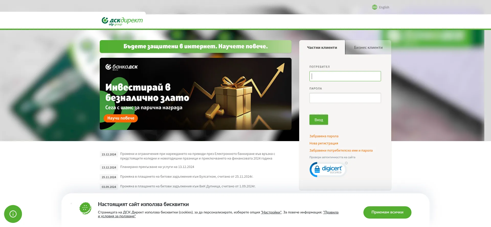 Website screenshot of Dskdirect.bg