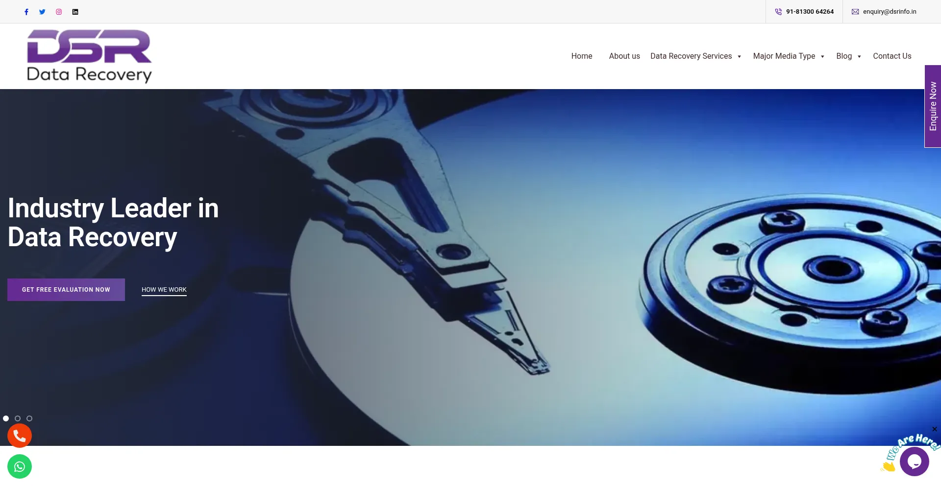 Website screenshot of Dsrinfo.in