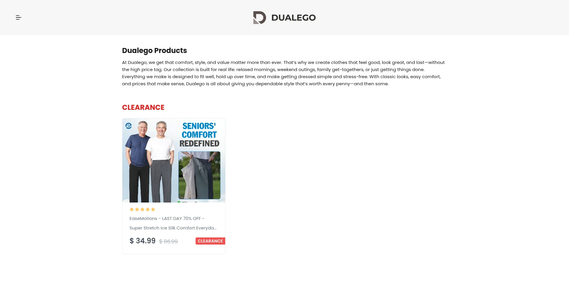 Website screenshot of Dualego.com