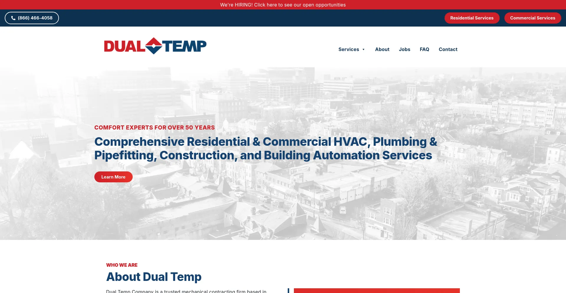 Website screenshot of Dualtemp.com