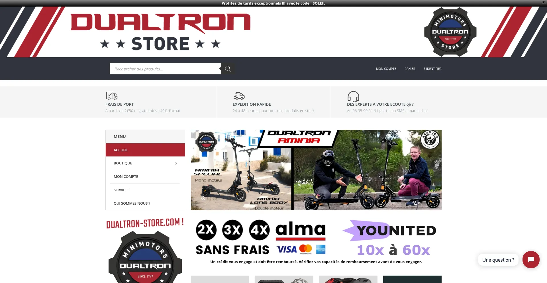 Website screenshot of Dualtron-store.com