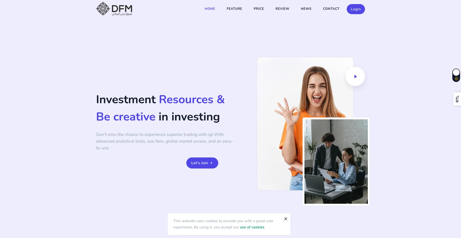 Website screenshot of Dubai-financial.ltd