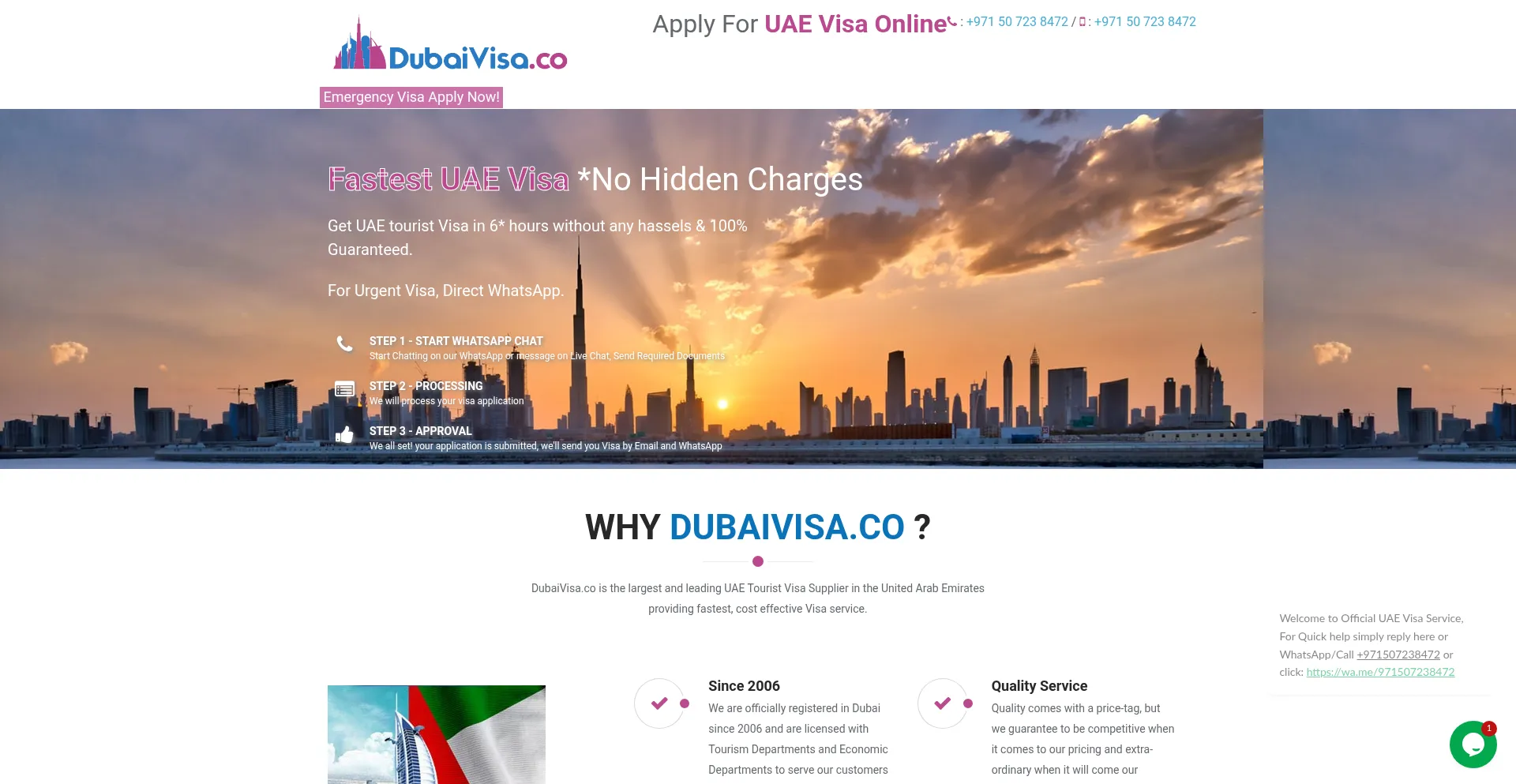 Website screenshot of Dubaivisa.co