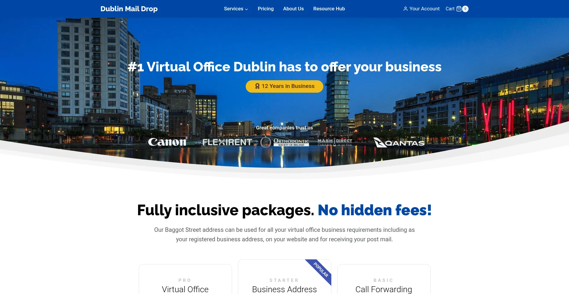 Website screenshot of Dublinmaildrop.com