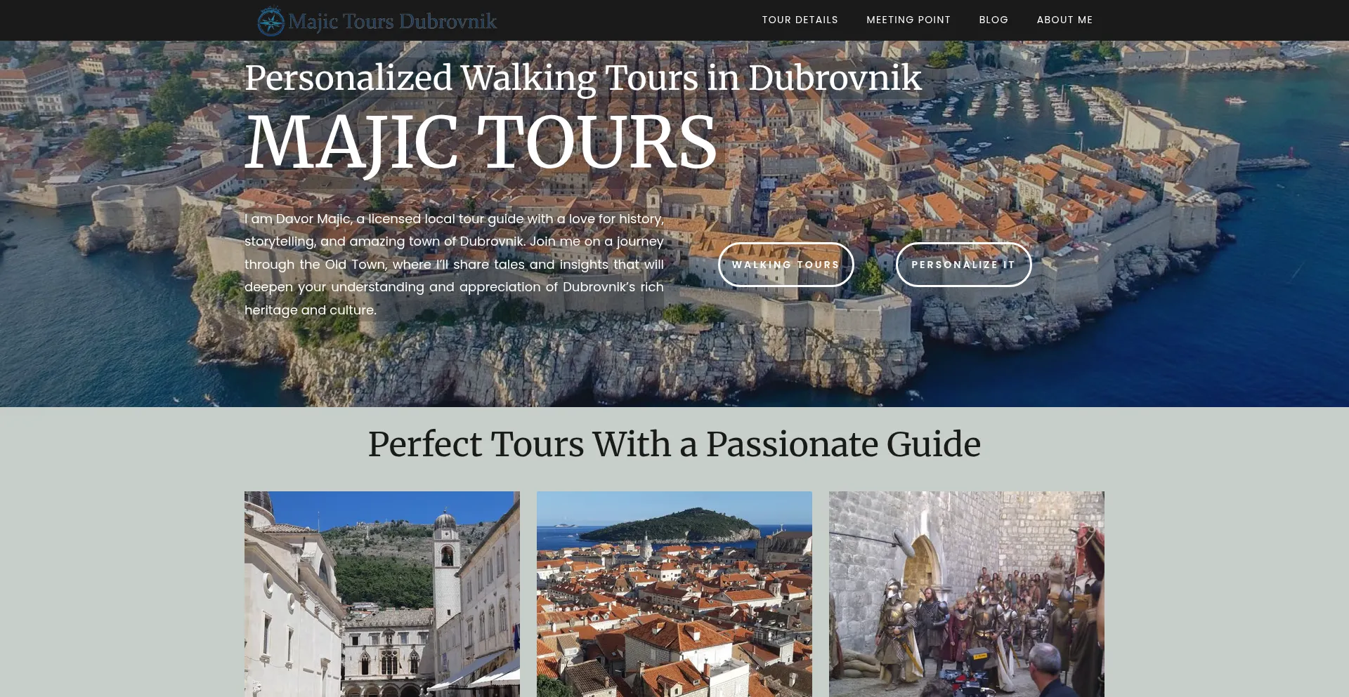 Website screenshot of Dubrovniksightseeing.com