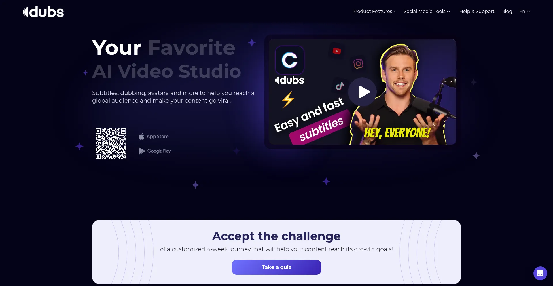 Website screenshot of Dubs.io