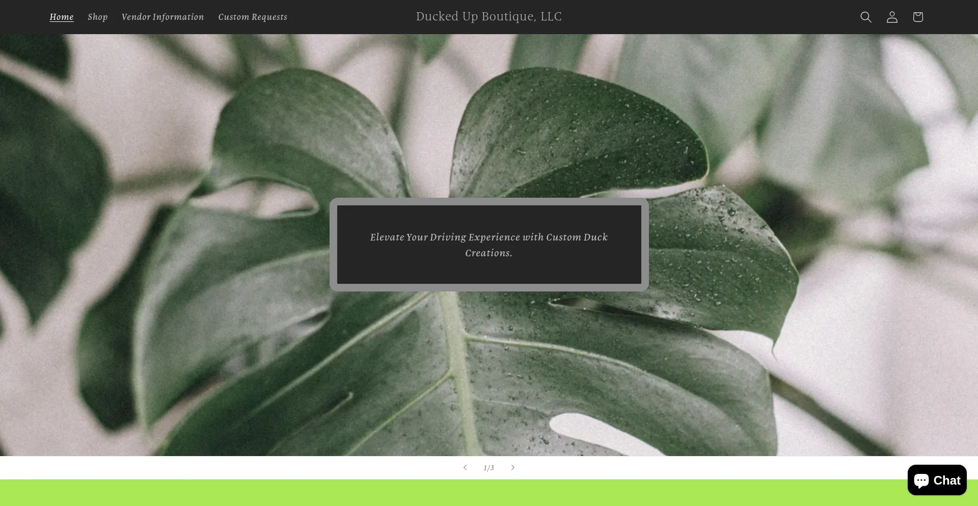 Website screenshot of Duckedupboutique.com