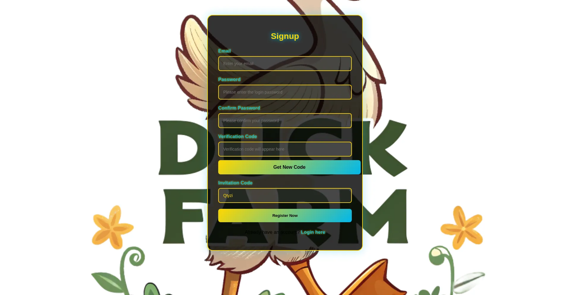 Website screenshot of Duckfarmtz.netlify.app