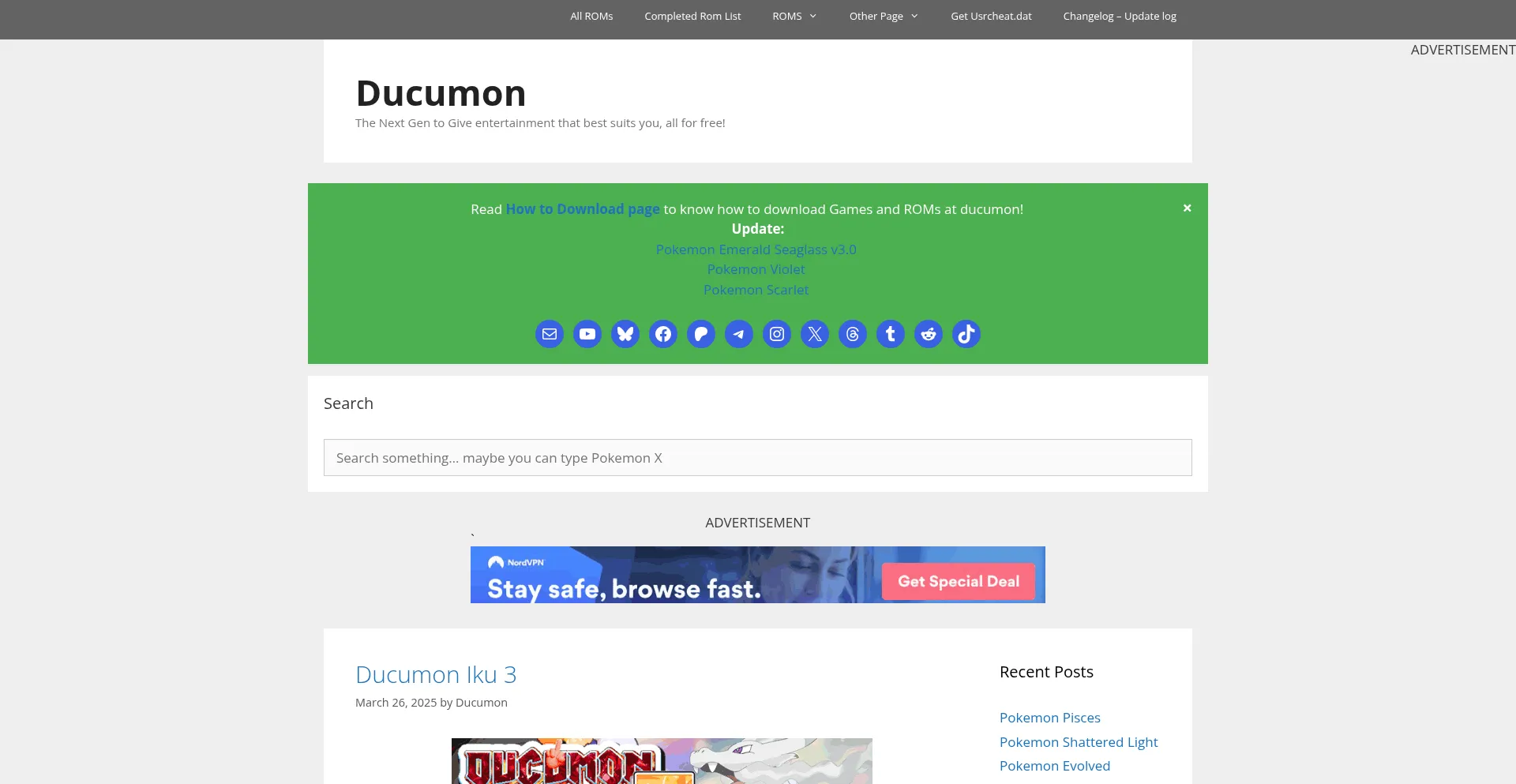 Website screenshot of Ducumon.click