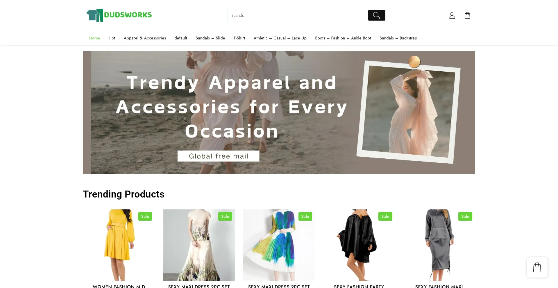 Website screenshot of Dudsworks.com