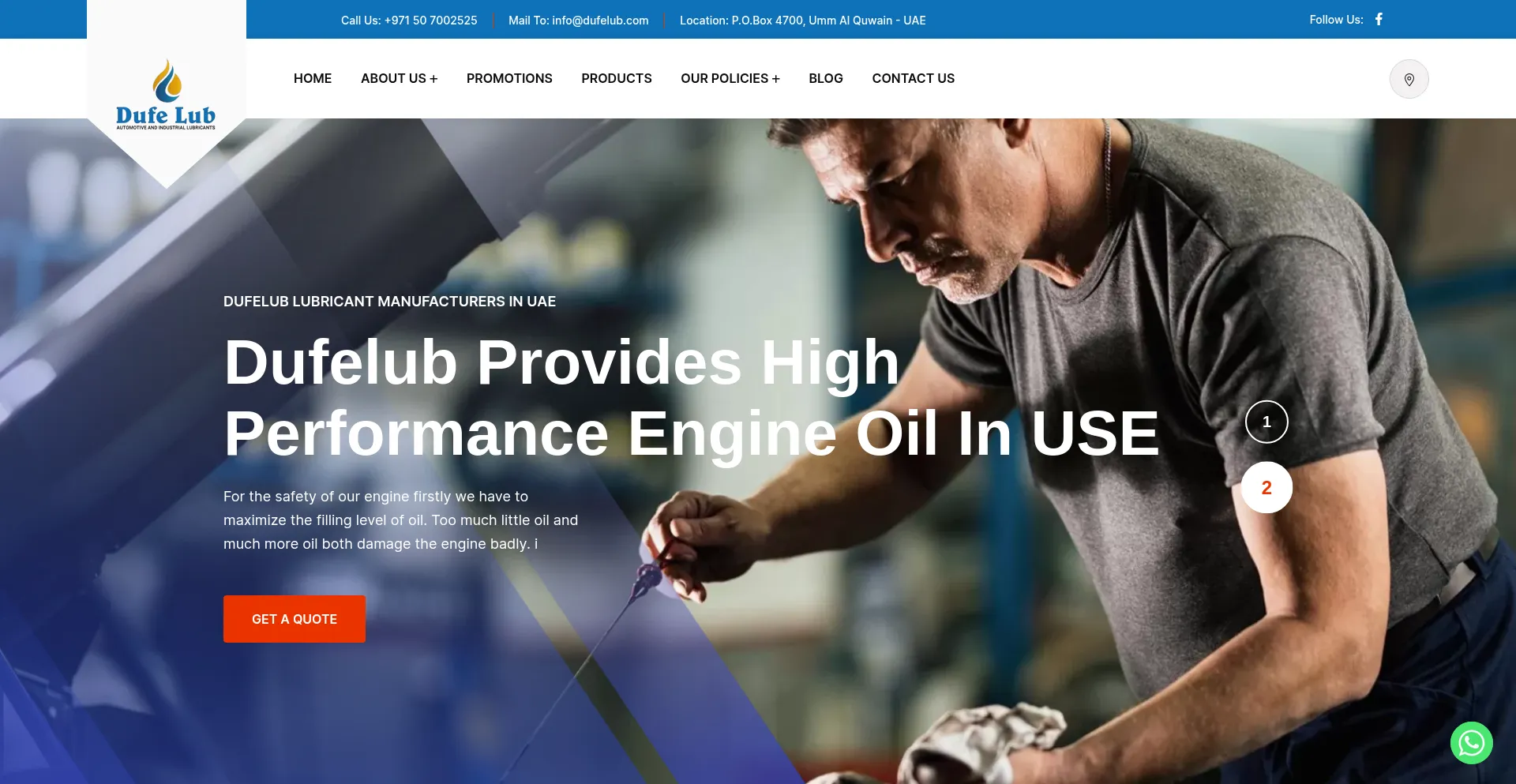 Website screenshot of Dufelub.com