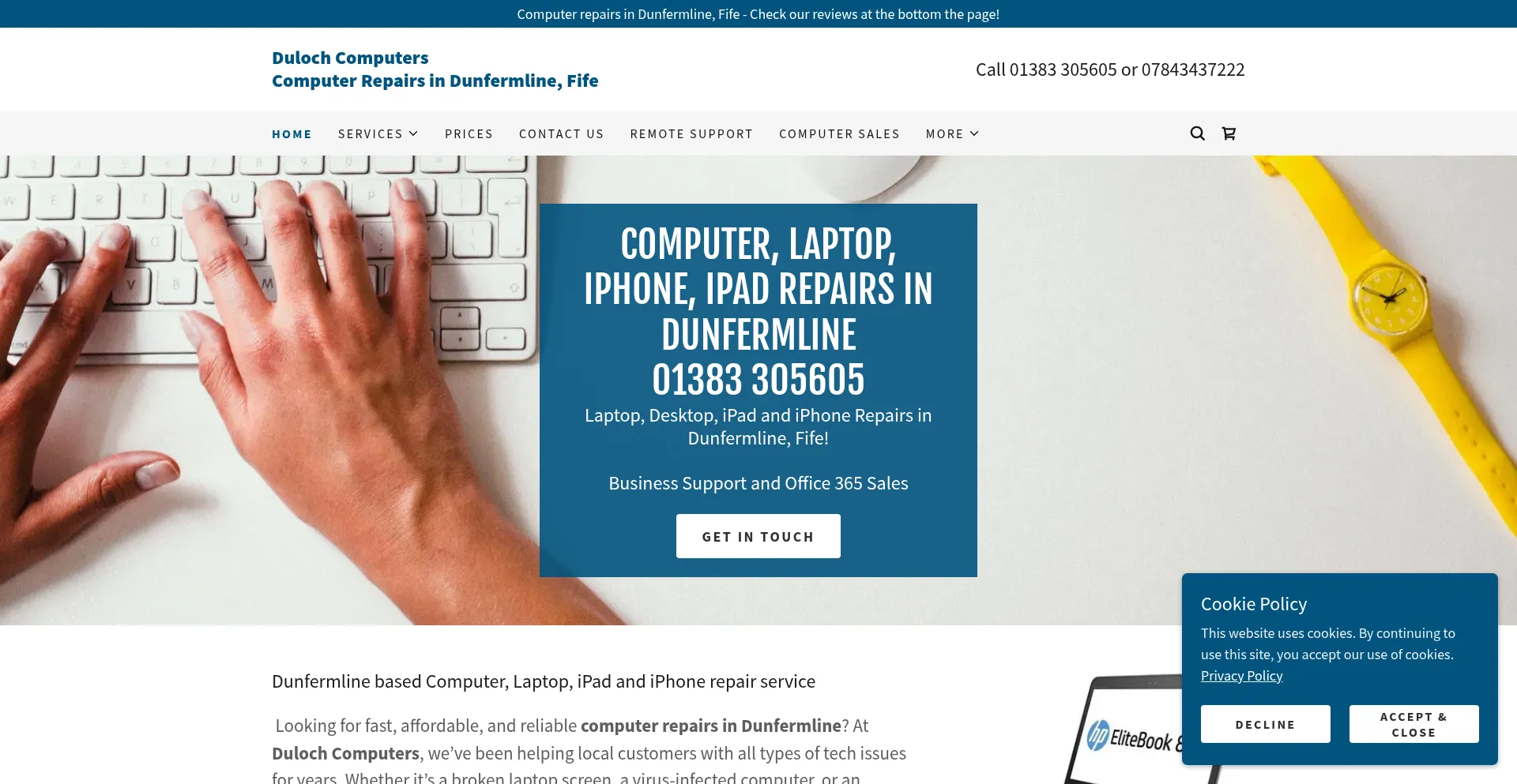 Website screenshot of Dulochcomputers.co.uk