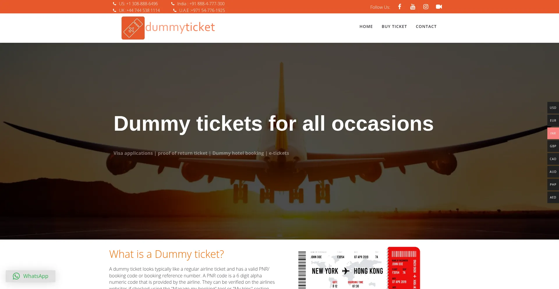Dummyticket.com Screenshot
