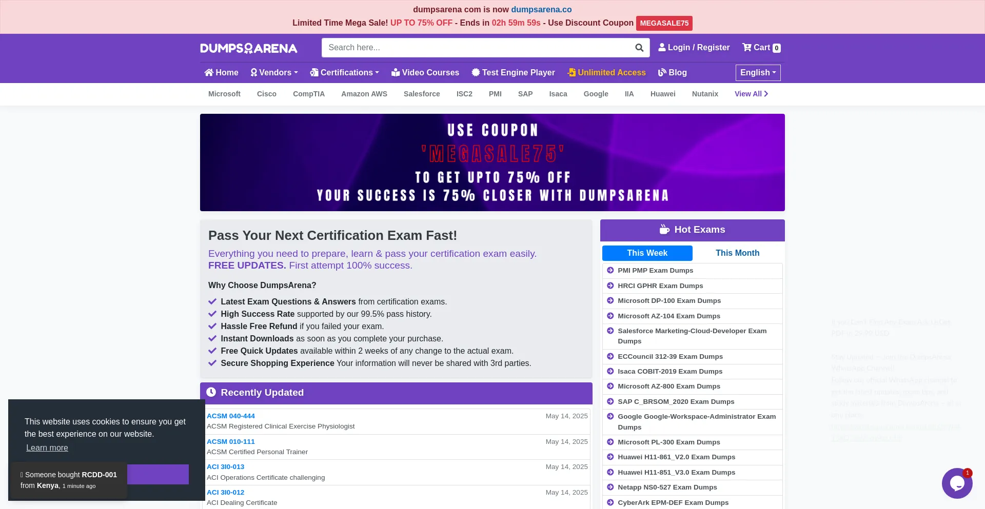 Website screenshot of Dumpsarena.co