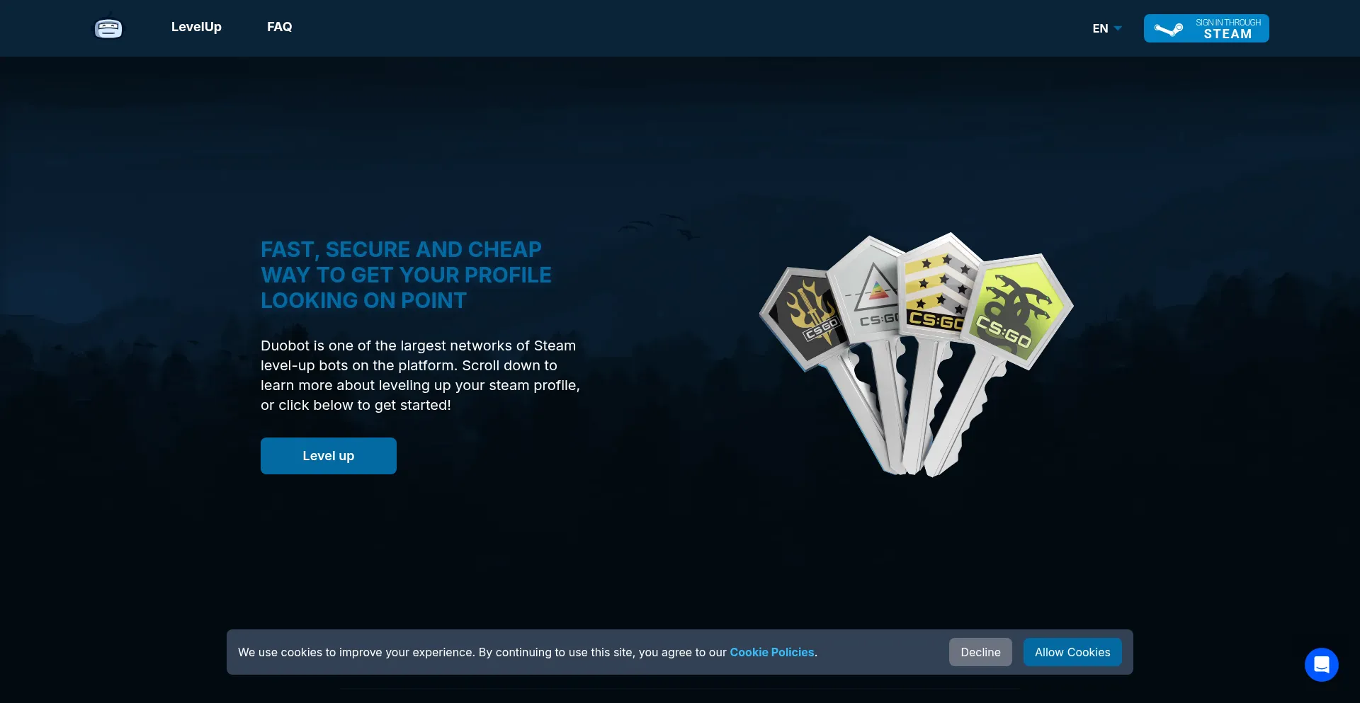 Website screenshot of Duobot.com
