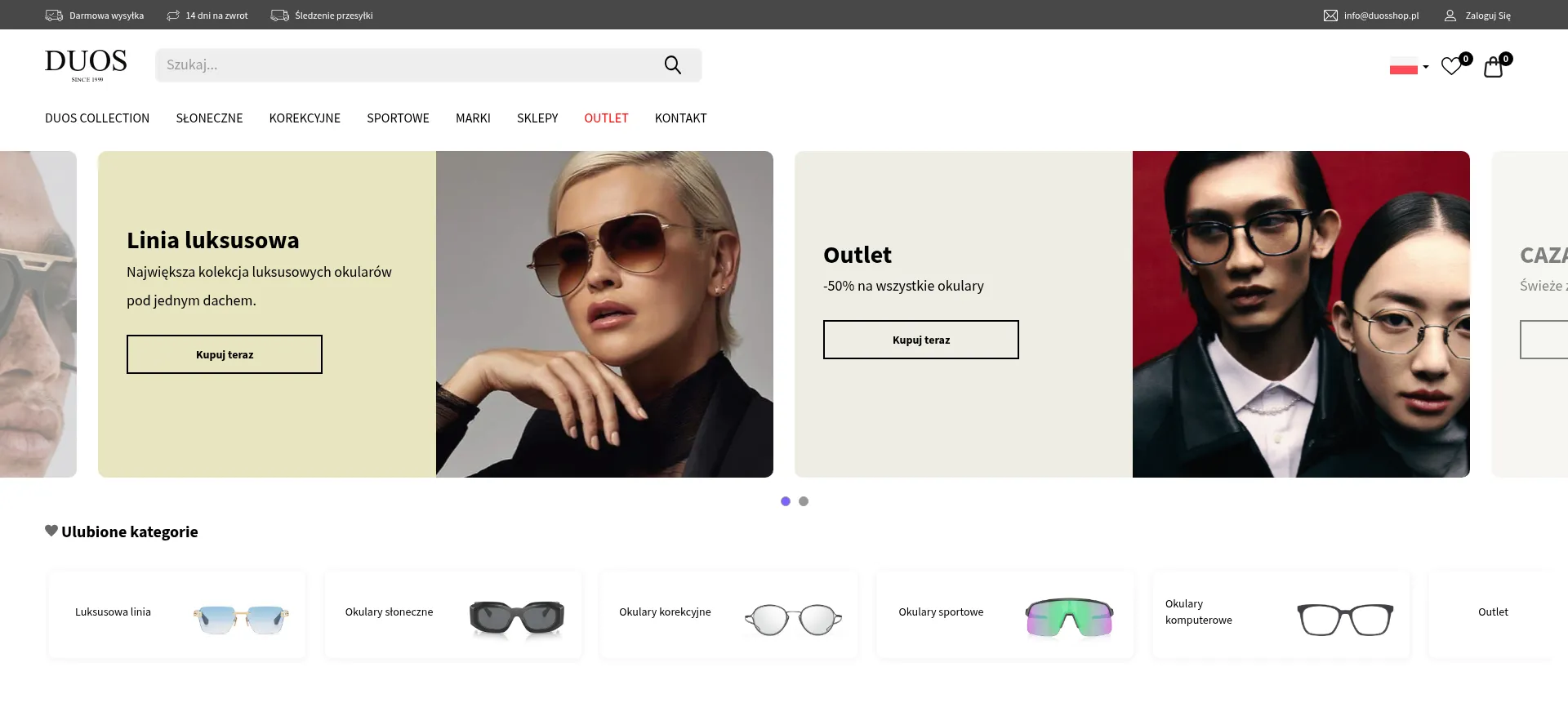 Website screenshot of Duosshop.pl