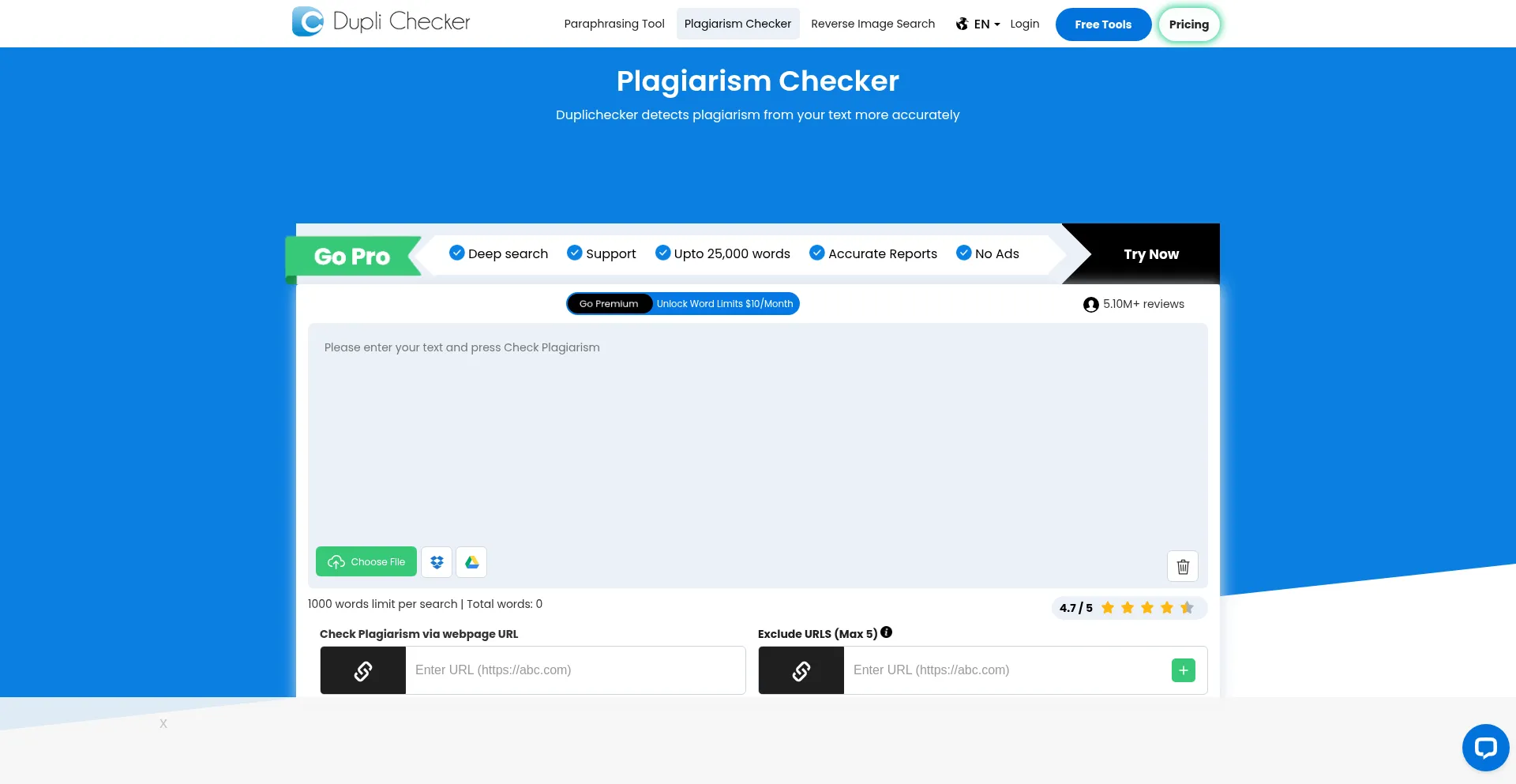 Website screenshot of Duplichecker.com