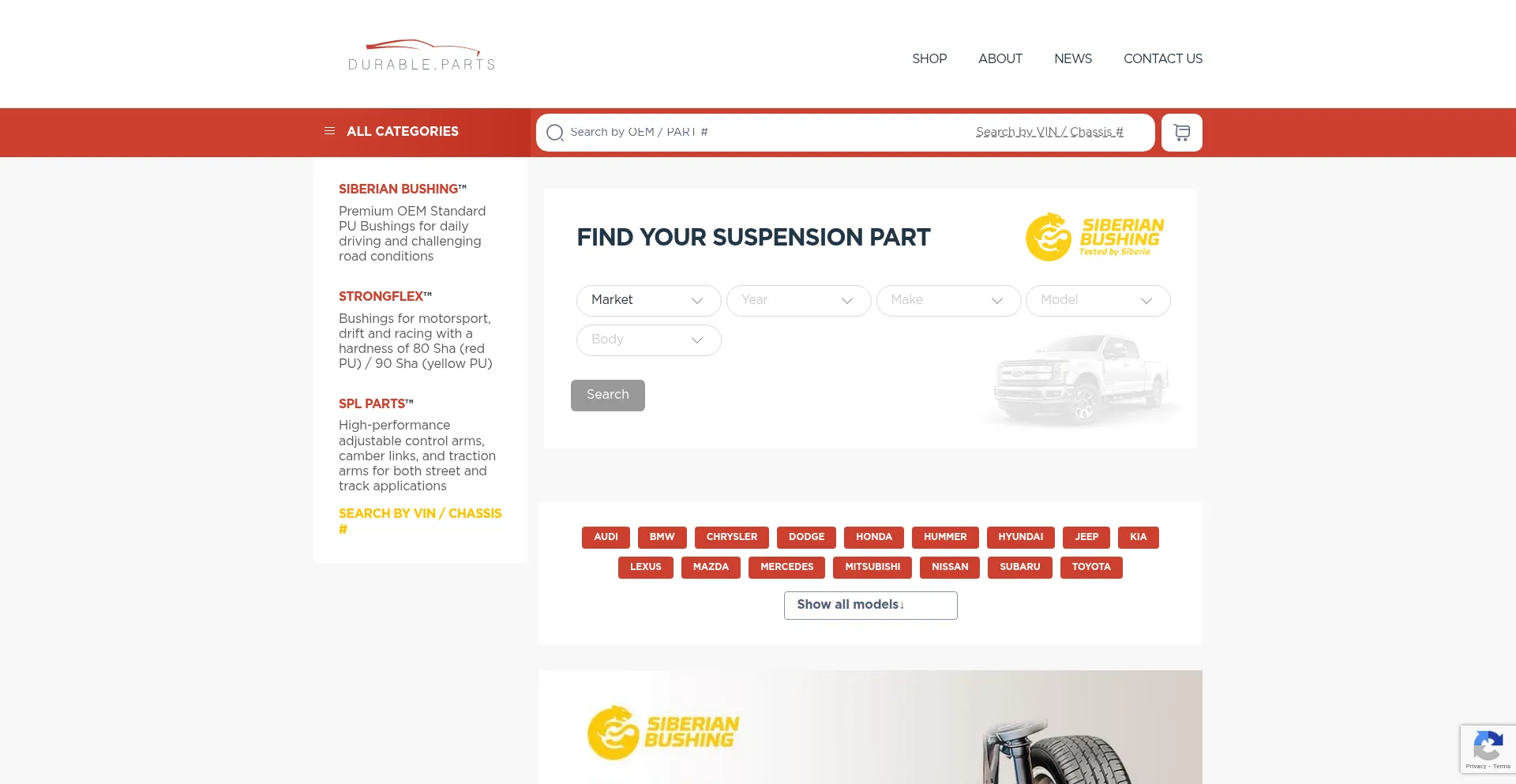 Website screenshot of Durable.parts