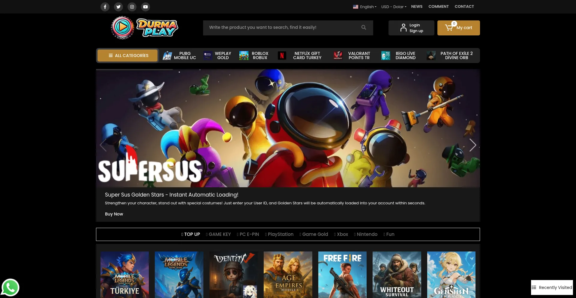 Website screenshot of Durmaplay.com