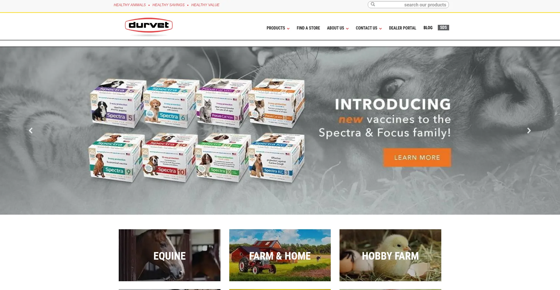 Website screenshot of Durvet.com