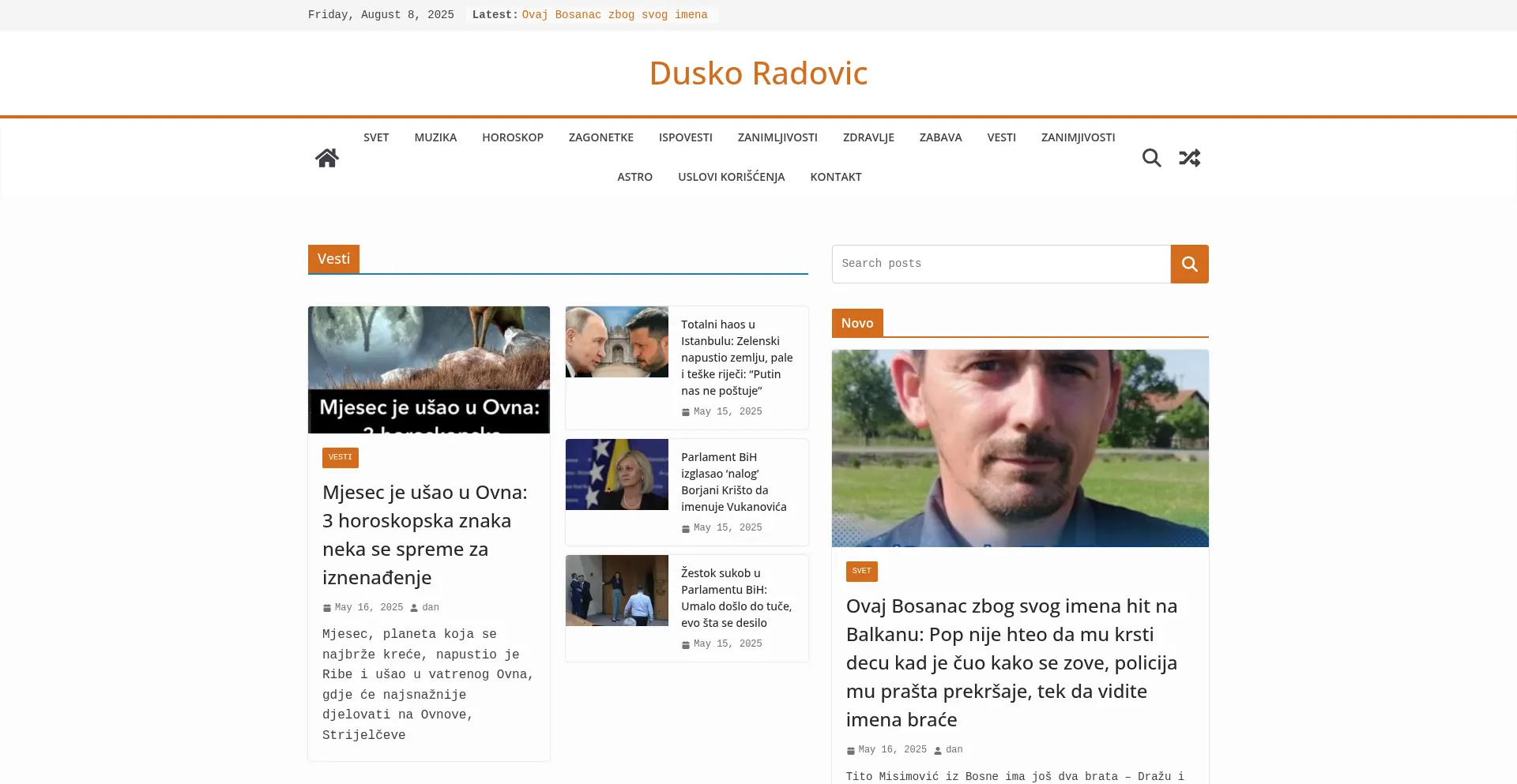 Website screenshot of Duskoradovic.com