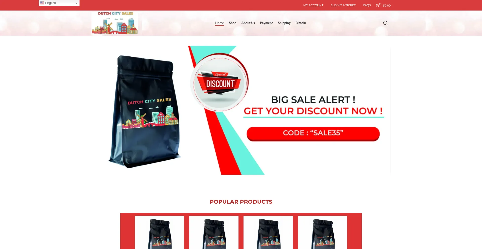 Website screenshot of Dutchcitysale.net