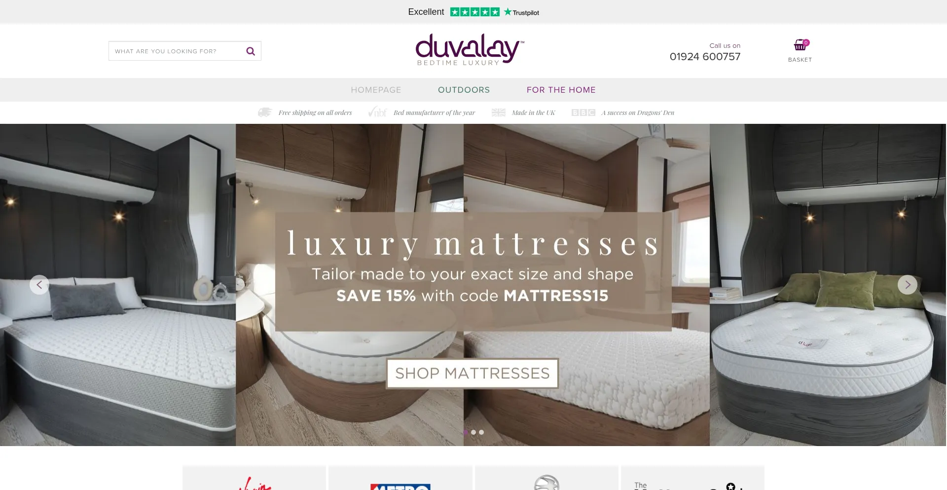 Website screenshot of Duvalay.co.uk