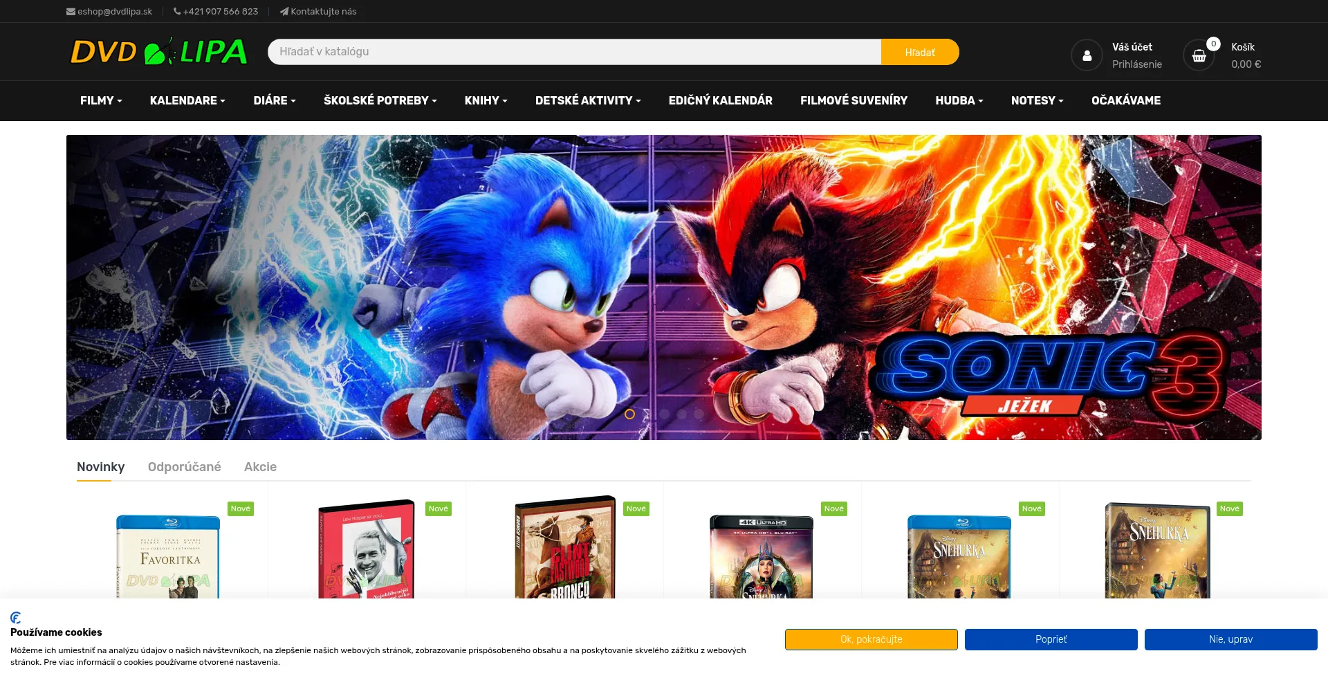 Website screenshot of Dvdlipa.sk