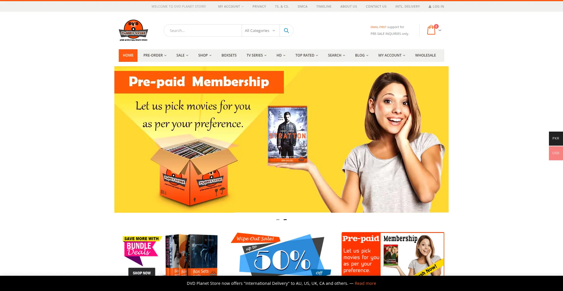 Website screenshot of Dvdplanetstore.pk