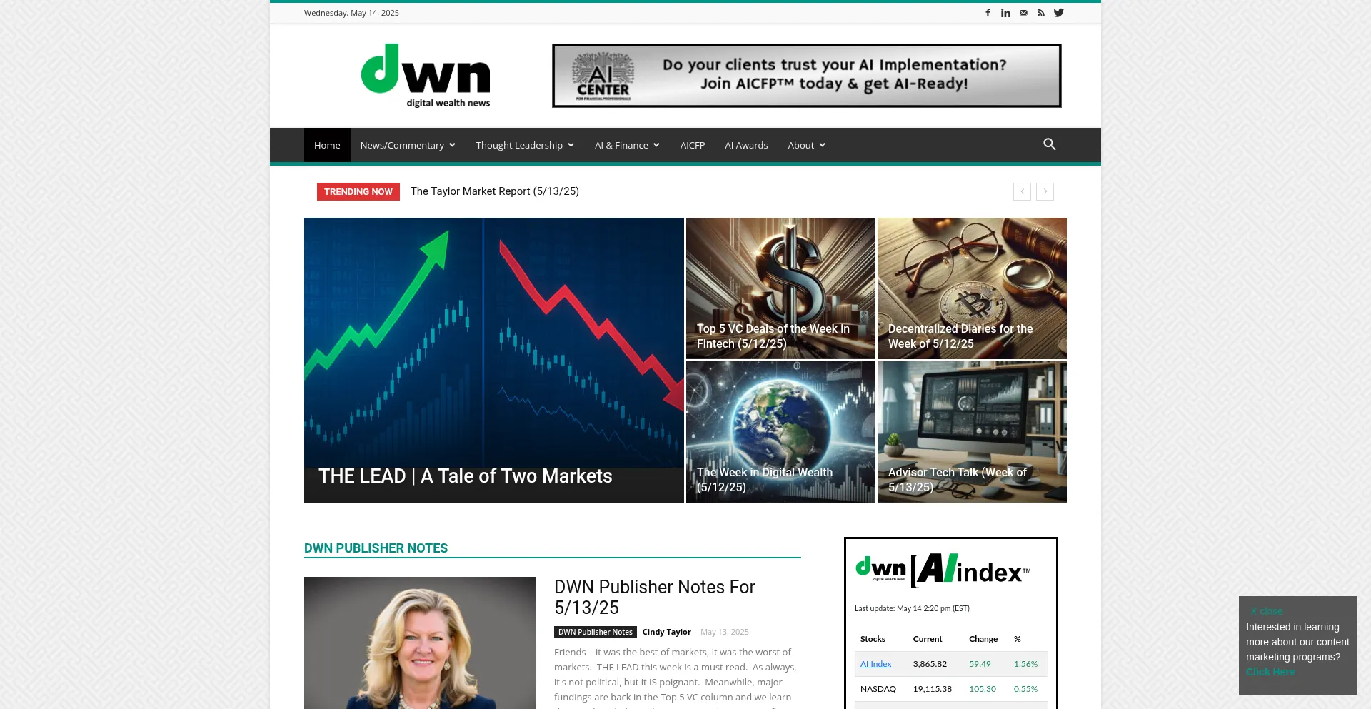 Website screenshot of Dwealth.news