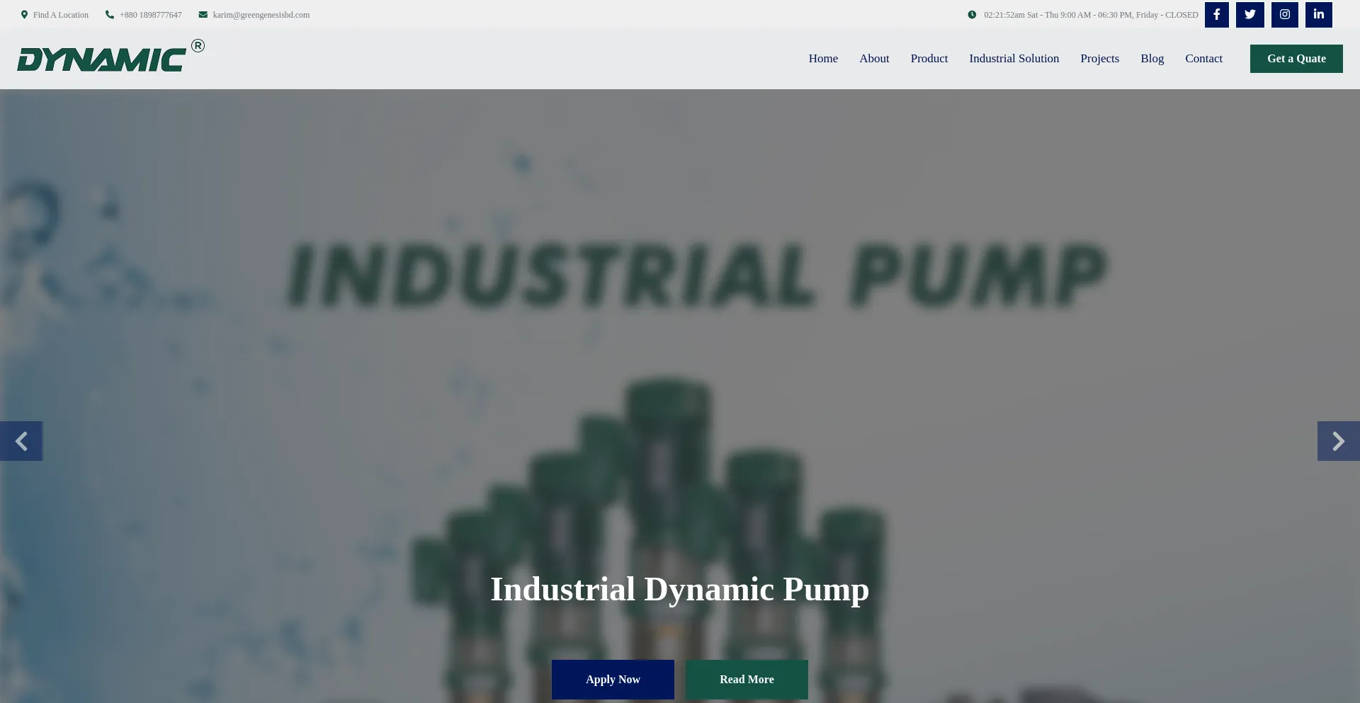 Website screenshot of Dynamicproductbd.com