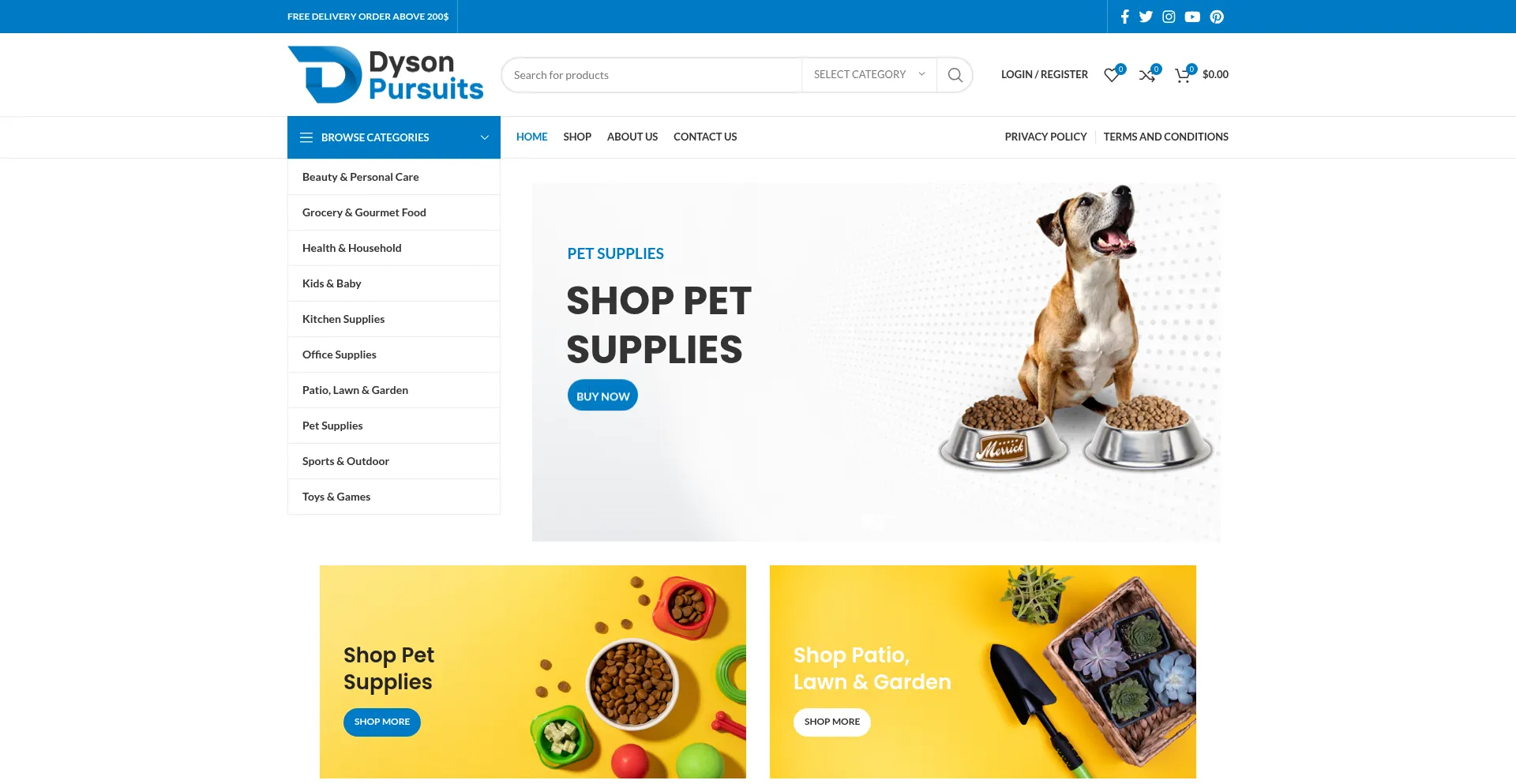 Website screenshot of Dysonpursuits.com