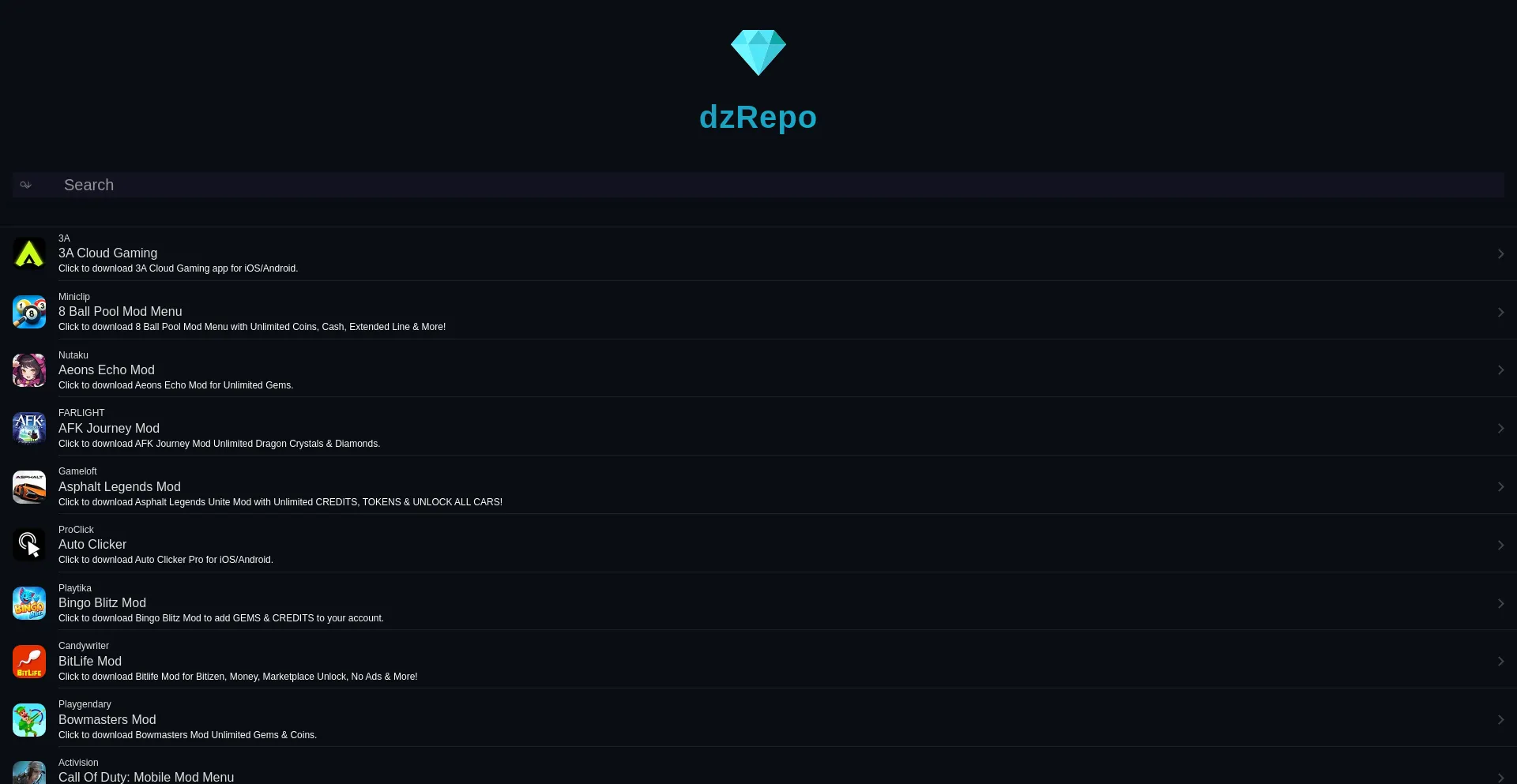 Website screenshot of Dzrepo.com