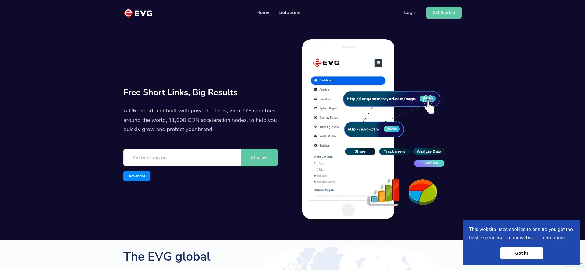 Website screenshot of E.vg