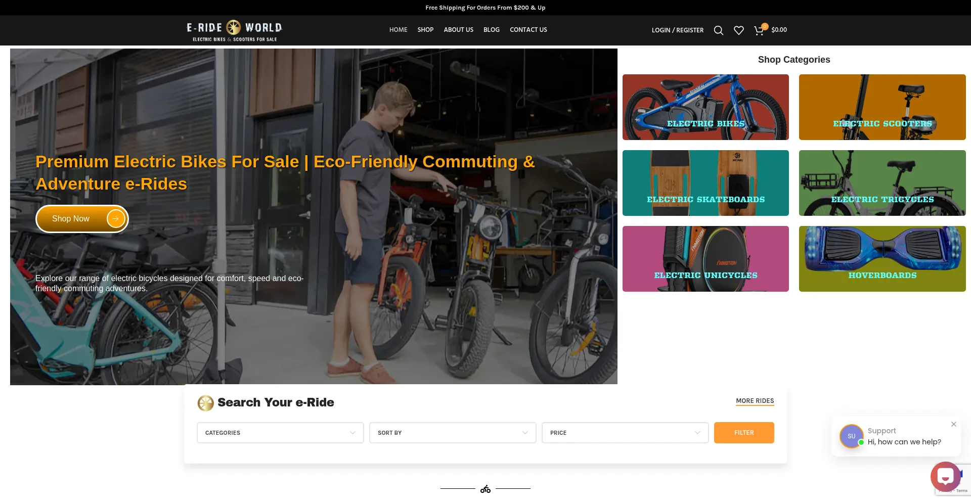 Website screenshot of E-rideworld.com