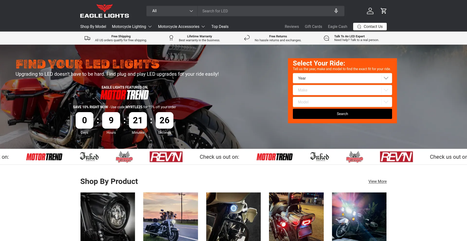 Website screenshot of Eaglelights.com