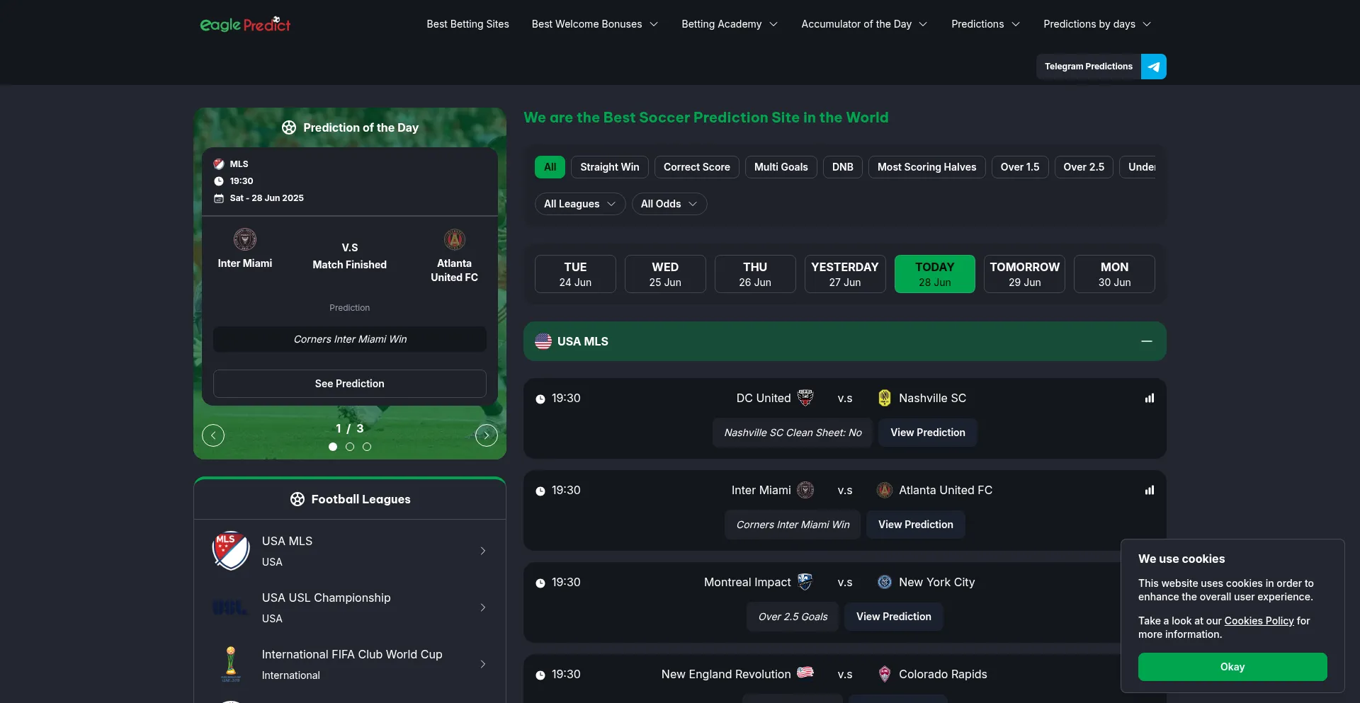 Website screenshot of Eaglepredict.com