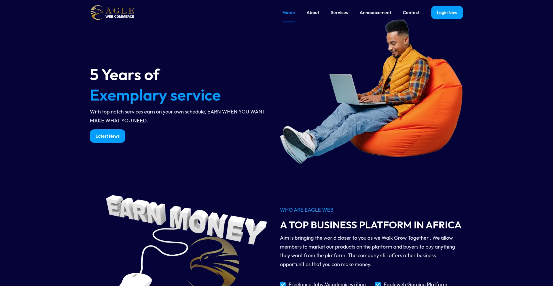 Website screenshot of Eaglewebcommerce.com